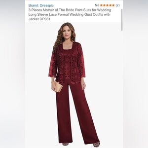 Elegant Burgundy Lace Women's 3 piece set